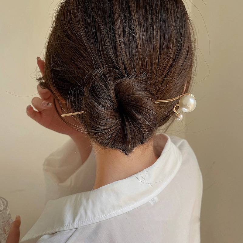 Nowa szpilka pałeczki do włosów minimalistyczna duża perła Trendy Punk metalowe do włosów akcesoria nakrycia głowy fryzura dla kobiet biżuteria H048