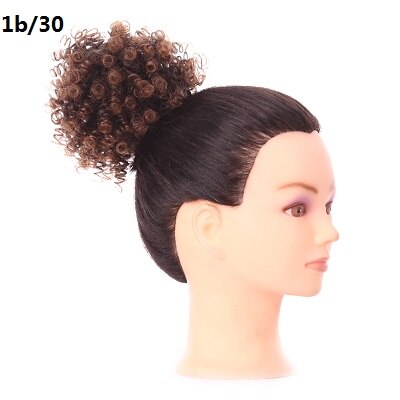 3inch High Afro Puff Hair Chignon Kinky Curly Ponytail Drawstring Short Ponytail Synthetic Hair Bun Golden Beauty: T1B/30