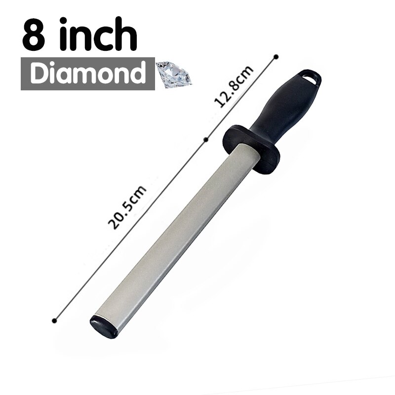 Diamond sharpening rod Tungsten steel carbon Knife kitchen Slaughterhouse butcher Ceramic Household honing steel knife sharpener: dmd 8 inch
