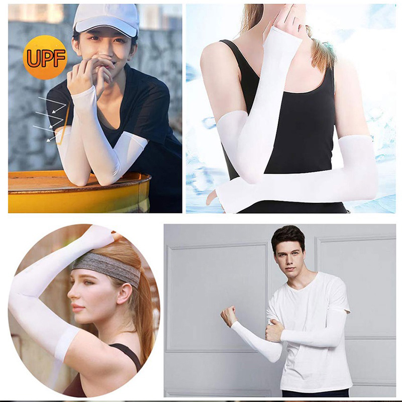 Summer Ice Silk Long Sleeves Anti-Sunburn Arm Cover Men Women Cuff Cool Hand Sleeves Anti-UV Cycling Arm Sleeve Fingerless