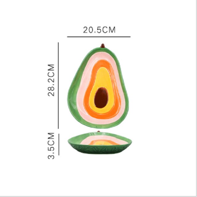 Frugtformet keramisk salattallerken søde husholdningsretter snackretter med uoverskuelig pålydende værdi sød at eksplodere tallerken: Avocado