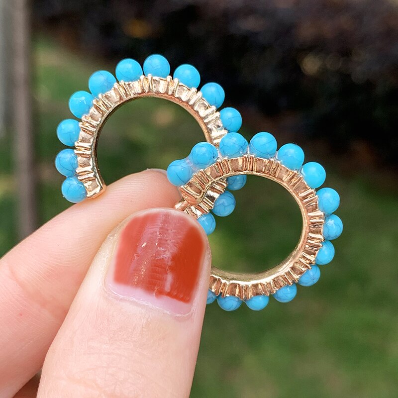 Komi turkis akryl perler perler huggies små ring øreringe til kvinder c-formet cirkel øreringe smykker bijoux brinco  k5554: K5556