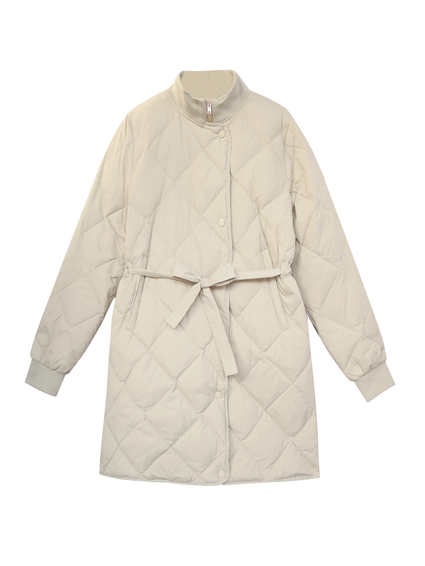 femmes longue doudoune hiver col montant Plaid blanc canard vers le bas manteau femme mince avec Blet Parkas Outwear