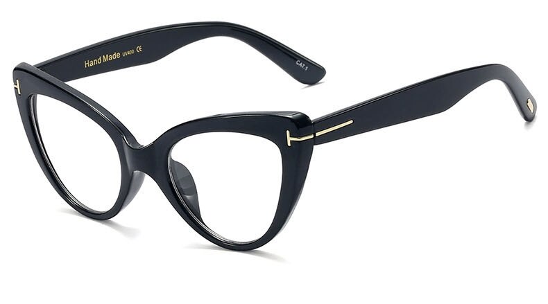 vintage Style Cat eye glasses frame women brand Optical Transparent Eyeglasses Frame Female: Black