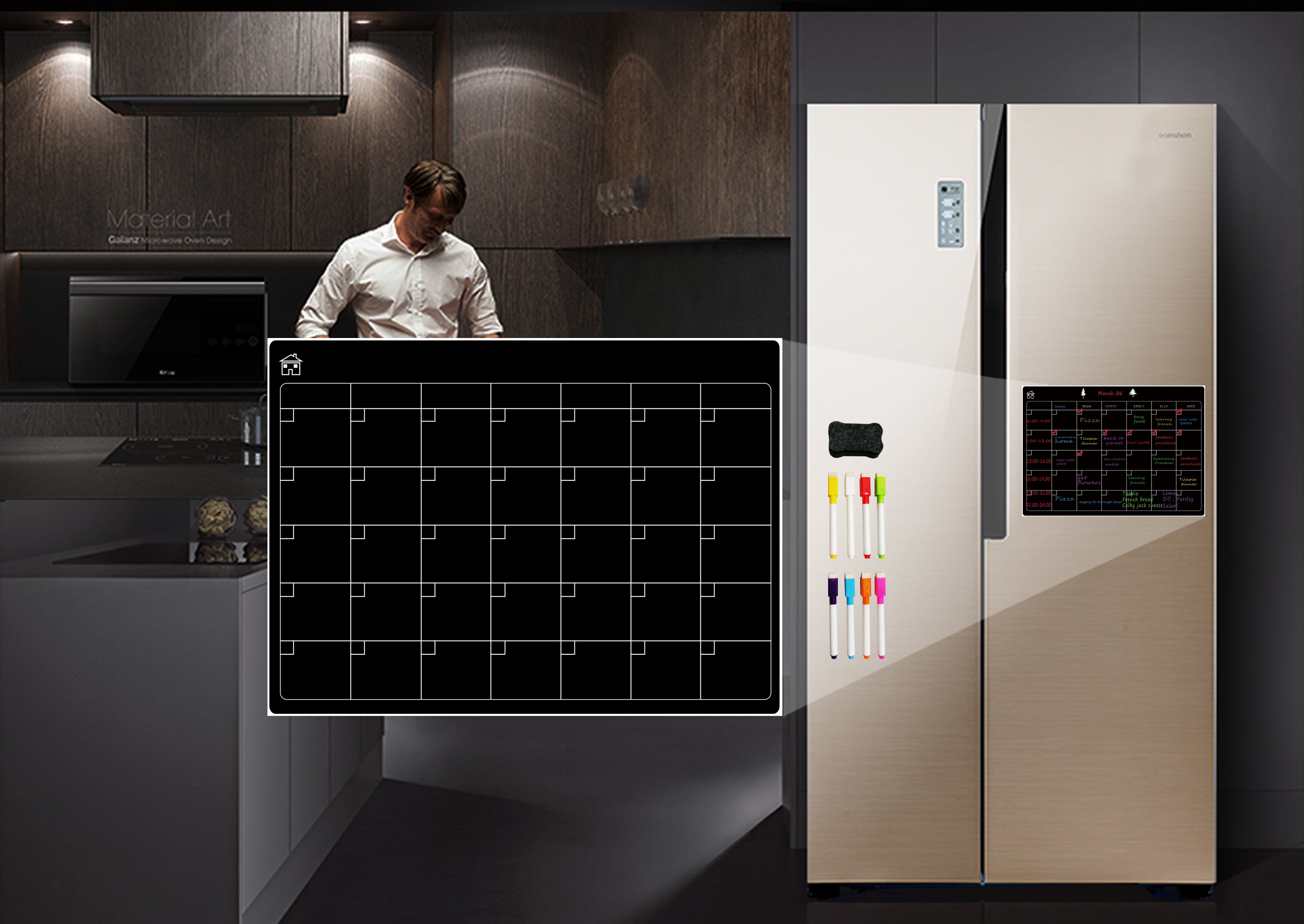 Bezpłatne 8 długopis tablica magnetyczna łatwe wymazywanie kalendarz deska miesięczna lodówka kalendarz lodówka tablica magnetyczna tablica