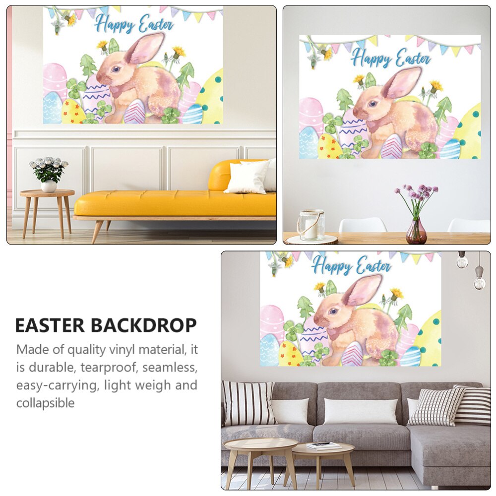 1Pc Cartoon Bunny Photo Background Easter Eggs Wall Backdrop for Photography