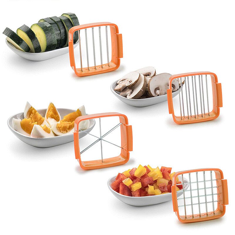 1Pc 5 In 1 Nicer Quick Rvs Groente Dicer Chopper Multi-Functionele Keuken Ui Vegetable Cutter Slicer ok 1055