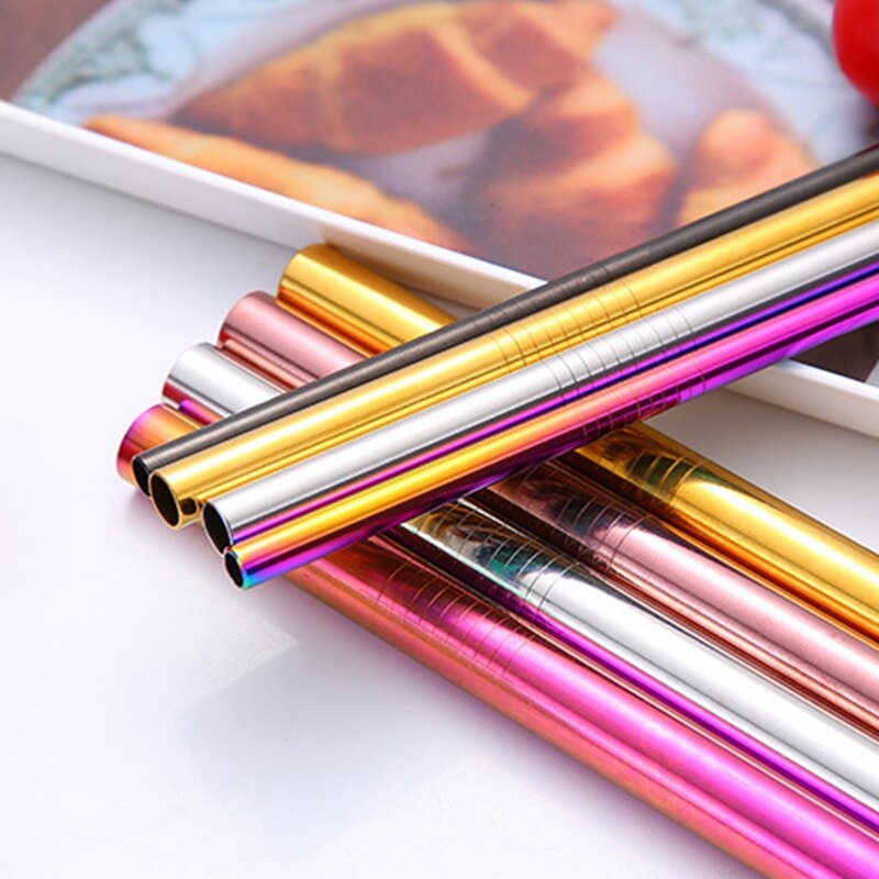 50 stuks 12mm drinkrietjes herbruikbare metalen rietjesset scherpe bubble tea rietjes 304 roestvrijstalen parel milkshake dikke rietjes buis