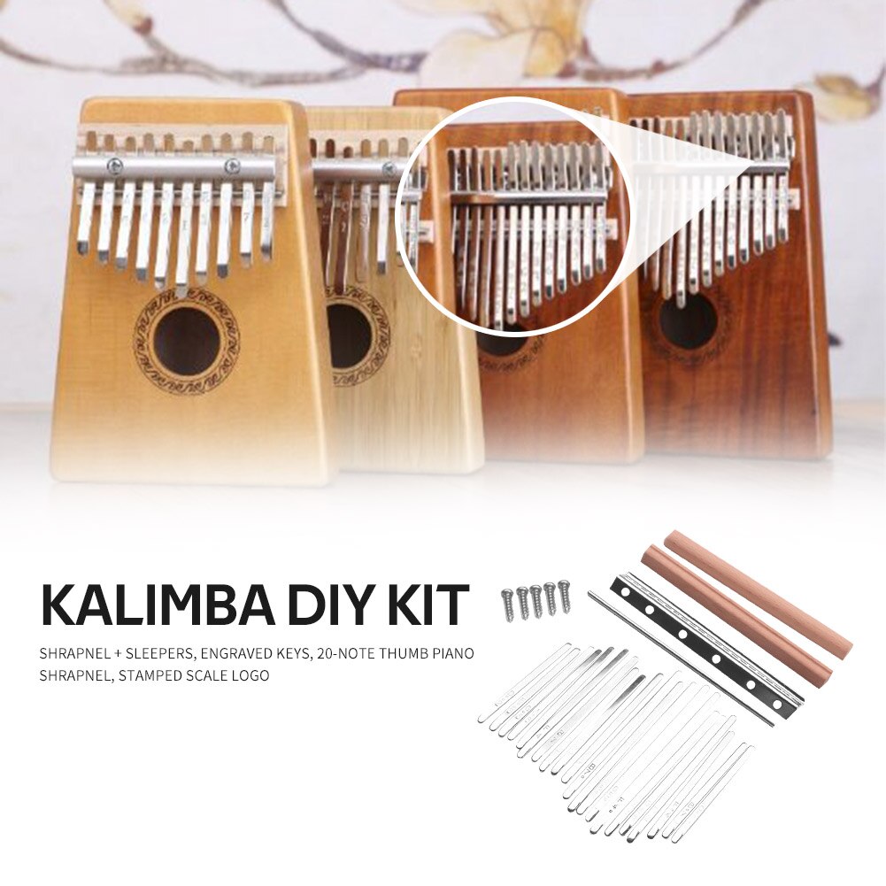 20 Key Kalimba Making Finger Piano Mbira Keys + Bridge for Makers DIY Parts Kalimba Bridge Thumb Piano Kit