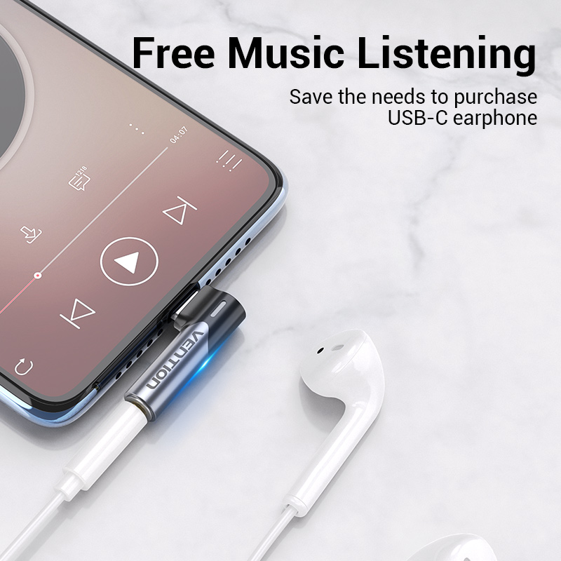 Vention Earphone Jack Adapter USB C Male to 3.5MM Female AUX Audio Cable Adapter for Tablet Phone Honor Huawei P40 Xiaomi