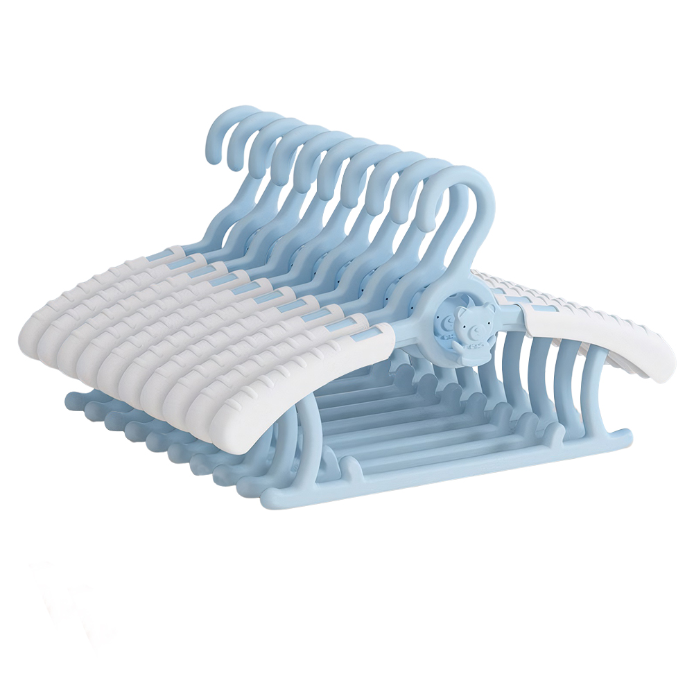 Colgador de ropa antideslizante para bebé, perchas de almacenamiento ajustables, organizador de ropa para niños, armario, abrigos para bebé, 10 Uds.: Negro