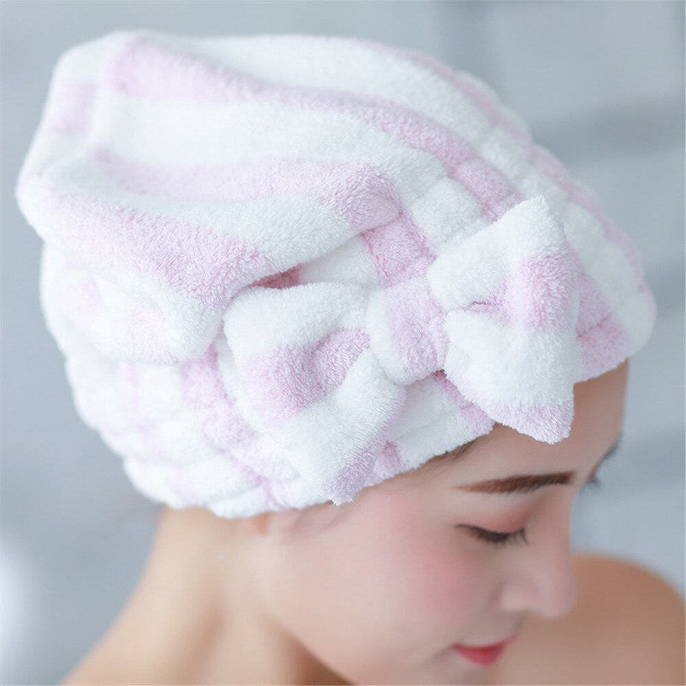 Gorro de microfibra de secado rápido, para el pelo turbante, toalla envolvente con lazo para Spa, gorro de ducha grueso, accesorios para el baño