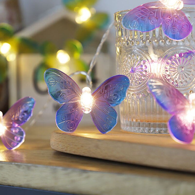 Rainbow Fairy Lights Garland LED String Christmas Tree Light Chain Night Lamp Patio Party Kids Bedroom Living Room Decor: butterfly