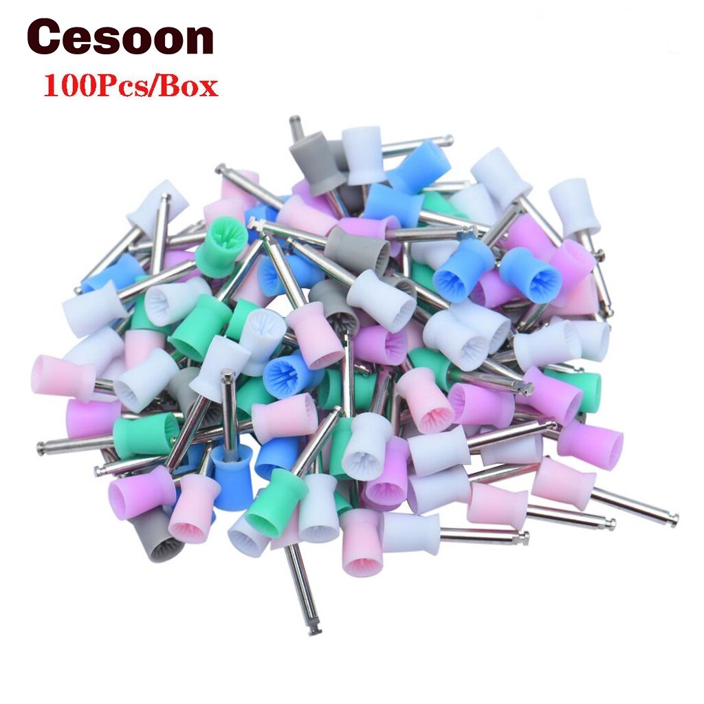 Dental Polishing Cup Latch Type Rubber Prophy Tooth Polish Cups Polishing Brush For Low Speed Handpiece 100/144Pcs Dentist Tools