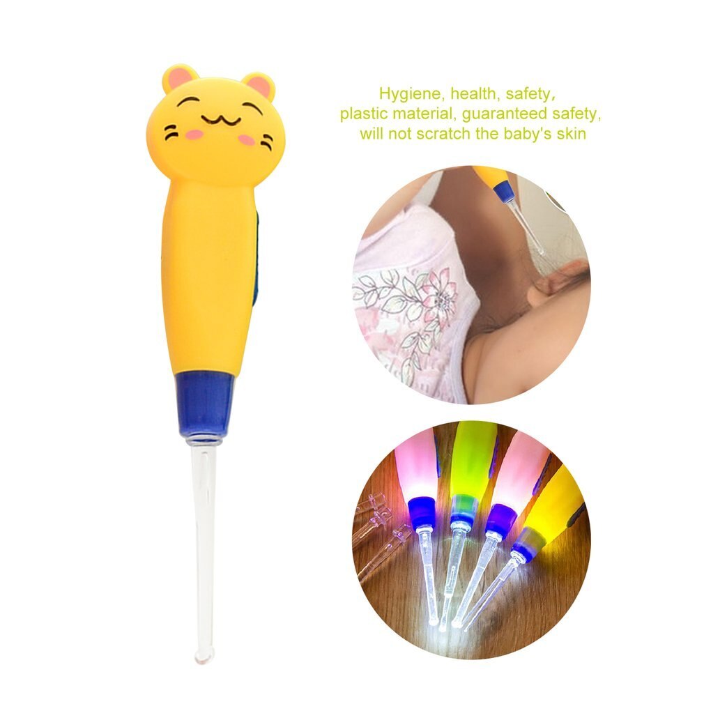 Oor Lepel Reiniging Met Led Verlichting Leuke Cartoon Dier Afneembare Oorsmeer Remover Tool Veiligheid Cleaner Lepel Voor Kinderen Gezondheid