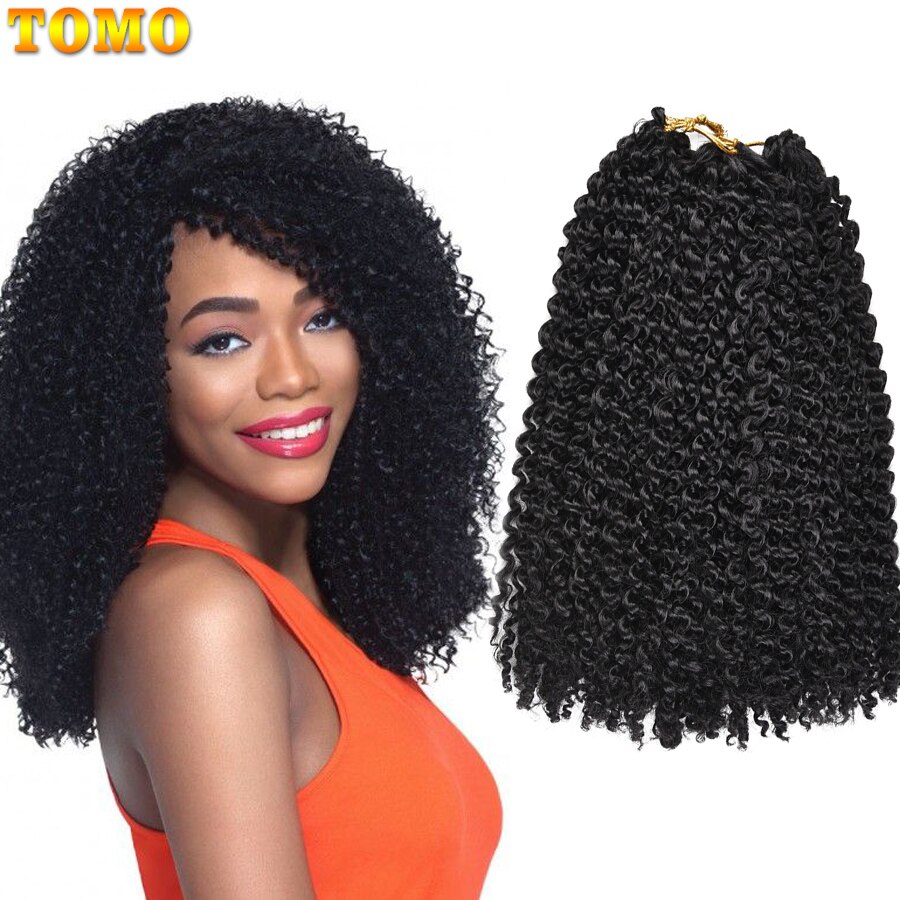 TOMO 12Inch Marlybob Crochet Hair Afro Kinky Curly Crochet Braids Short Ombre Braiding Hair Synthetic Hair Extension for Girls
