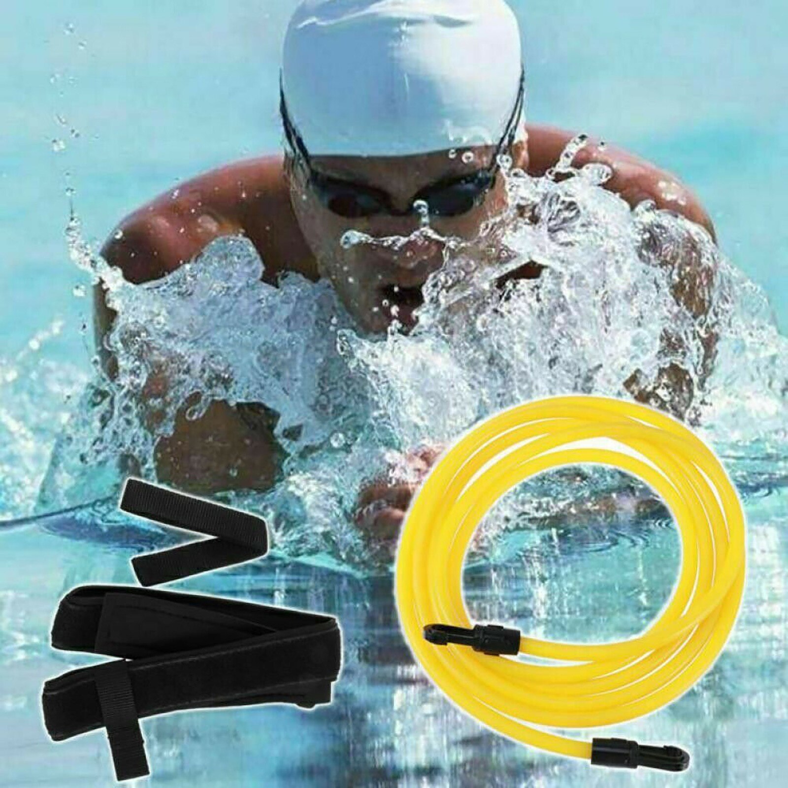 40# Adjustable Swimming Belt Elastic Swim Belt For Swimming Training Accessories Safty Rope Swimming Pool Tool Latex Tubes Bands