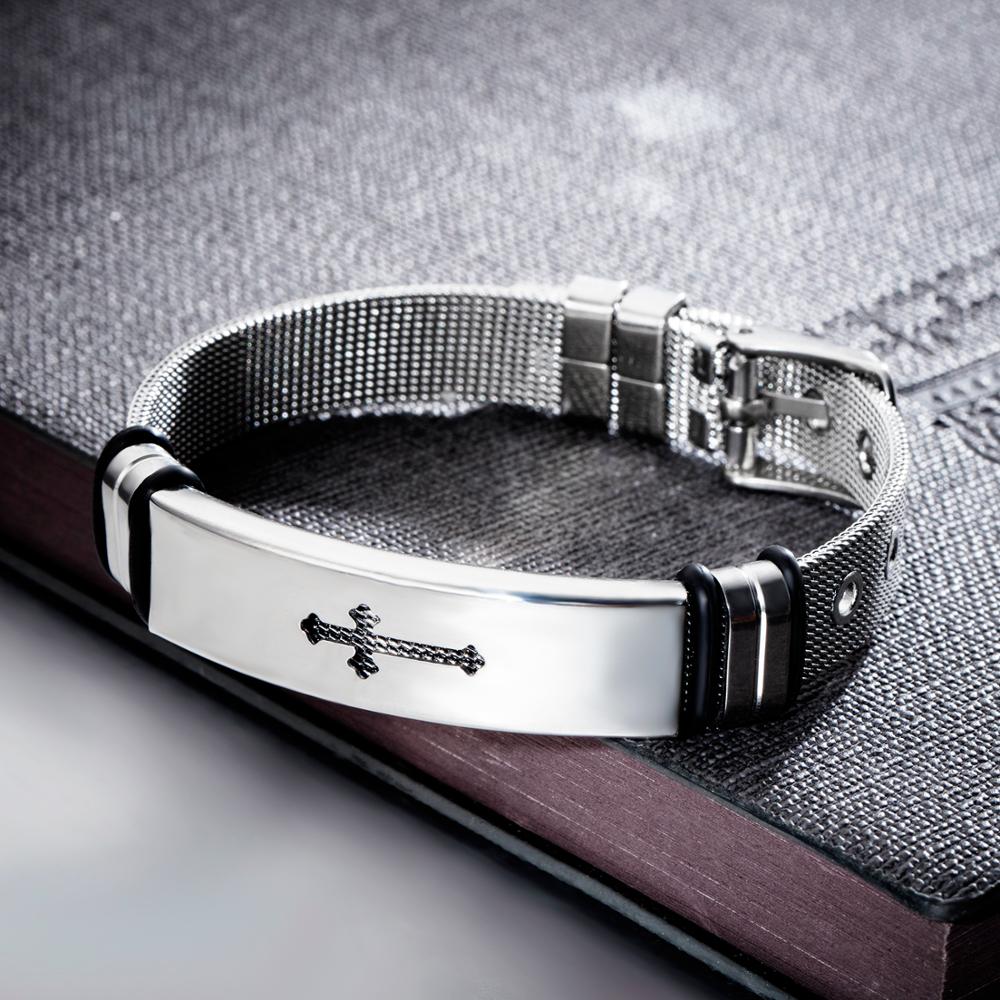 Eyeyoyo Business Staal Mesh Holle Persoonlijkheid Titanium Stalen Heren Armband