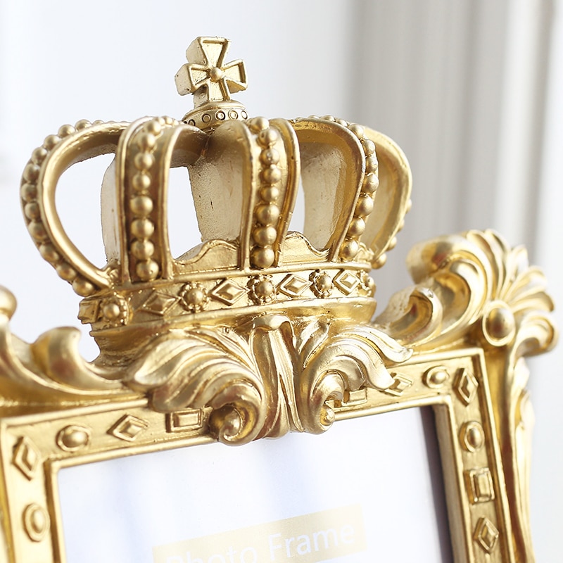 Europæisk gylden krone fotoramme harpiks billede desktop ramme luksus fotoramme til bryllup hjem dekorative håndværk