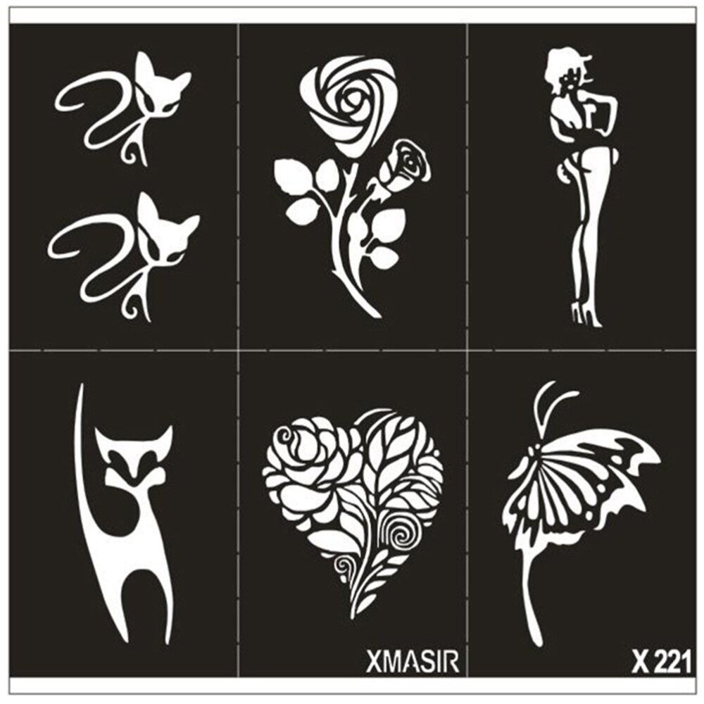 2 hojas de plantillas, tarjetas de tatuaje de , moldes de pintura, plantillas de tatuajes para tienda, hogar