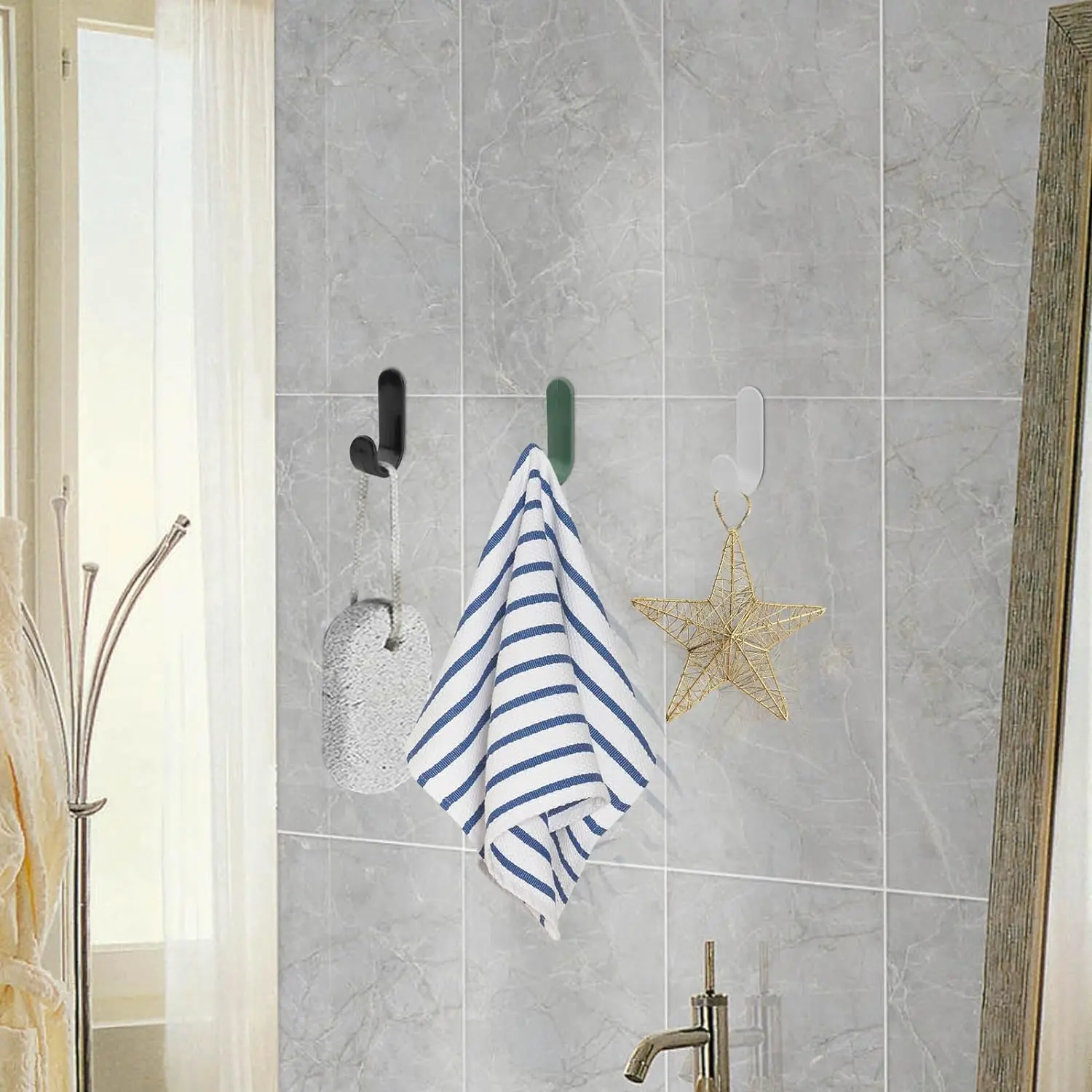 48/6PCS Self Adhesive Wall Hook Strong Without Drilling Coat Bathroom Door Kitchen Towel Hanger Hooks Home Storage Accessories