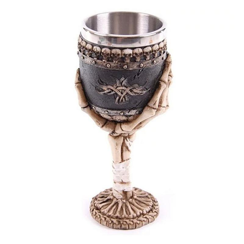 Copa de vino gótica de 200ml con garra de dragón, esqueleto vikingo Retro de acero inoxidable y copa de vino de resina, de Halloween, artículos para beber en Bar