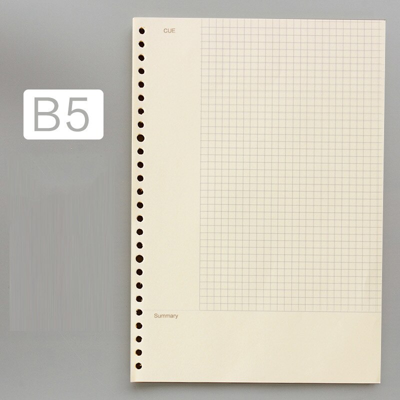 A5 B5 A4 Loose Leaf Notebook Refill Journal Plannner Notebook Inner Page 50 Sheets Diary Weekly Monthly DIY Inside Spiral Paper: B5 26Holes 50Sheets1