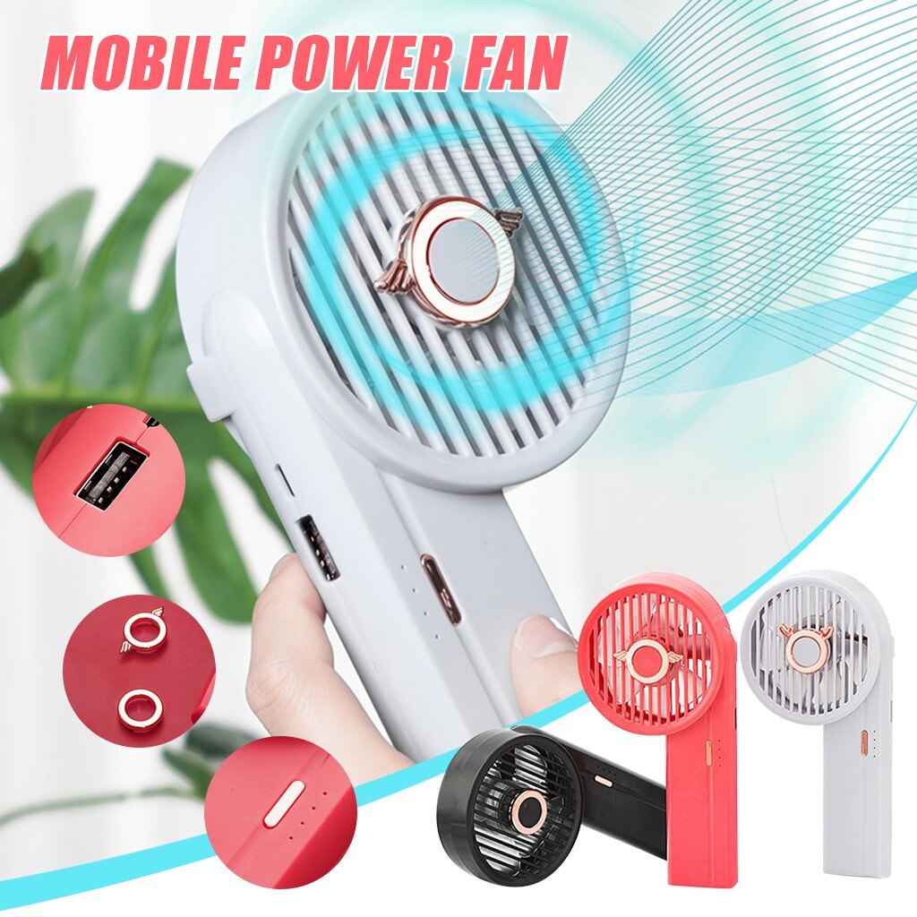 USBColorful Portable Handheld Fan Low Noise Multi-function Mini Rechargeable Adjustable Hand Free Cooling Fan With Power Bank