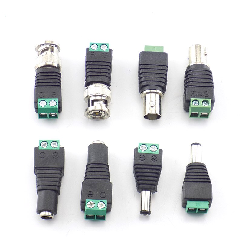 12V DC Power Male Female Jack Adapter Plug Video Balun Converter BNC Connector for Led Strip Light Camera Power Connector