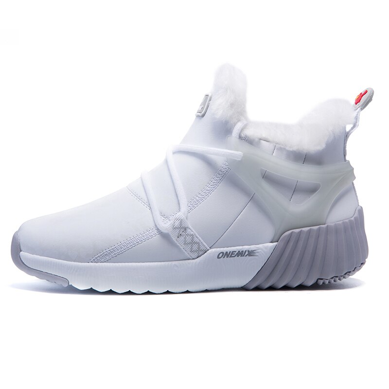Onemix Winter Loopschoenen Voor Vrouwen Warm Bont Huidvriendelijke Waterdichte Sneeuw Enkellaarsjes Outdoor Comfortabele Wandelschoenen Sneakers: Gray White / 7