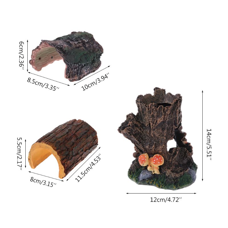 Reptielen terrarium schuilplaats slang gekko draak halve boomstam schuilplaats rots boom gat 85wc