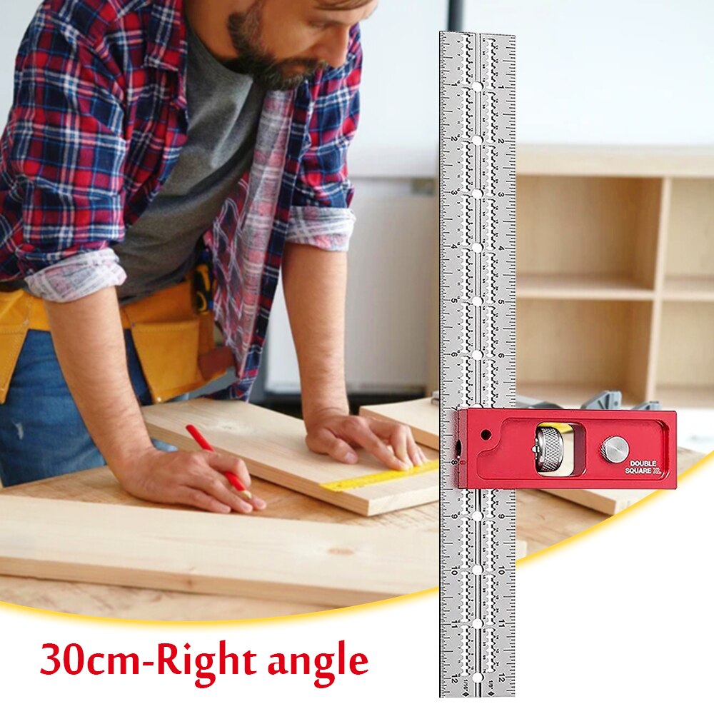 Stainless steel adjustable combination square ruler, woodworking corner high-precision woodworking angle measurement tool.: 30