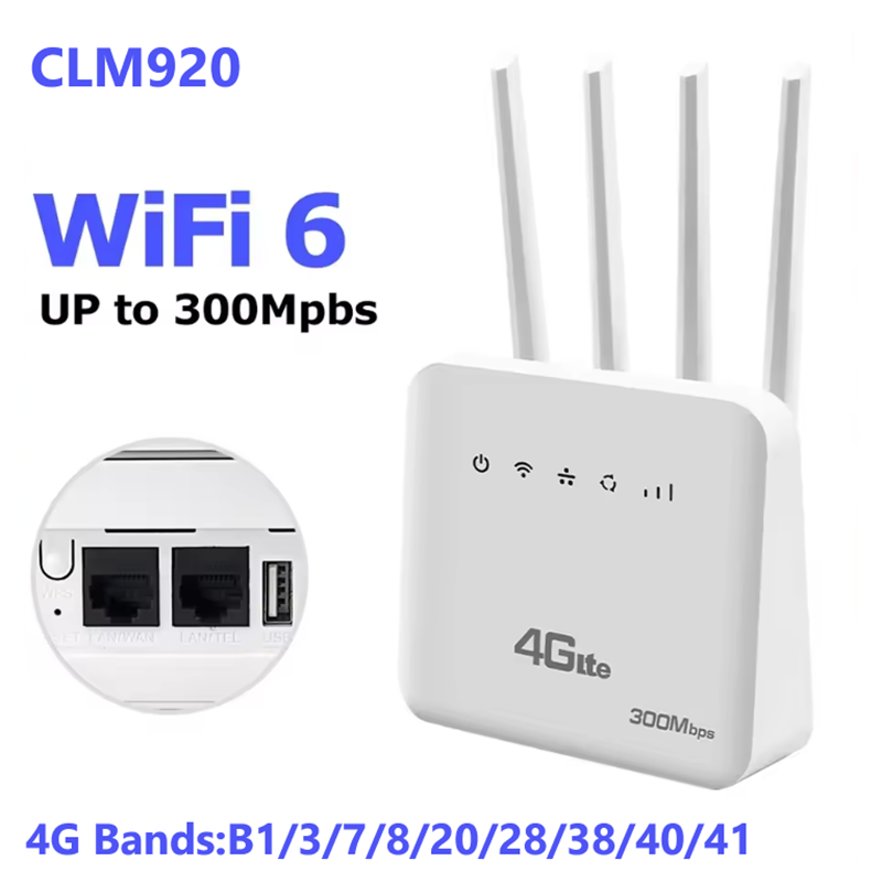 CLM920 4G router wireless router 300Mbps 2*LAN port 1*USB port 4 external antenna TO WIFI 4G TO LAN 4G LTE CPE4G