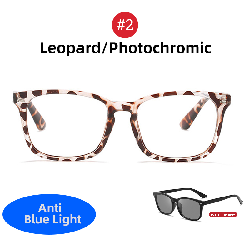 Gafas fotocromáticas clásicas con bloqueo de luz azul para hombre, lentes cuadradas que cambian de Color, antirayos azules, para ordenador, camaleón: Caqui