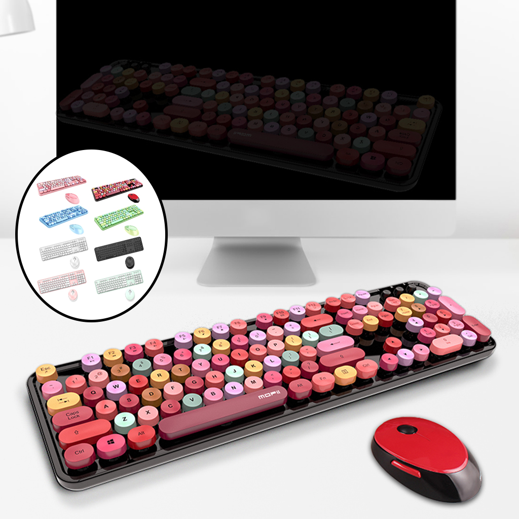 Gemengde Kleur 2.4Ghz Draadloze Toetsenbord En Muis Combo Set 104 Kleurrijke Toetsen Met Usb-ontvanger Voor Mac Pc Laptop desktop