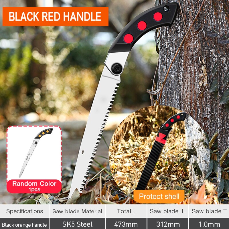 Heavy Duty Extra Long Cutting Hand Folding Mini Saw with TPR Handle Collapsible Saw forWood Dry Wood Pruning Saw with Hard Teeth: 473MM