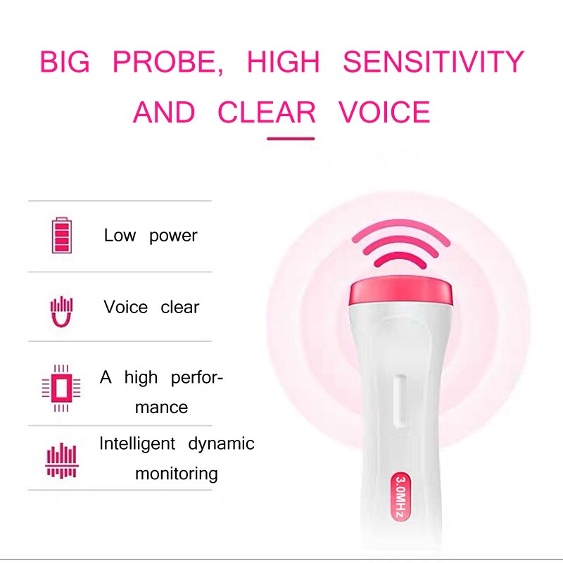 Foetus Doppler Detector Huishoudelijke Sonar Doppler Voor Zwangere 3.0Mhz Geen Straling Draagbare Monitor Foetale Doppler Echografie