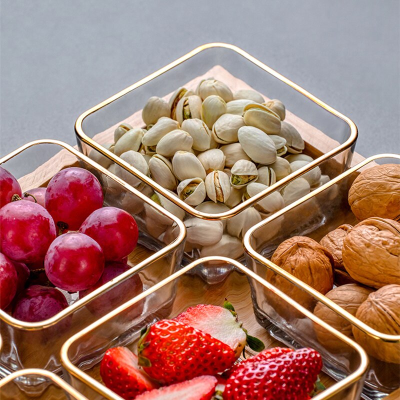 Modern Living Room Snack Bowl glass Double Layers Snack Storage Box Bowl Lazy Fruit Plate Bowl
