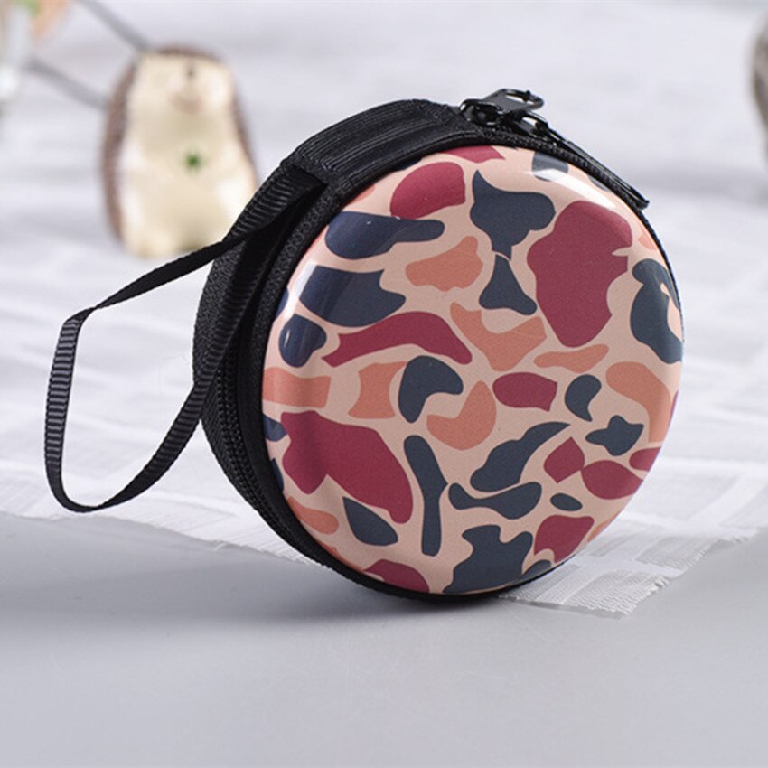 1PC Camouflage Style Headphone Holder Bag Candy Suitcase Portable Round Coin Purse Small Metal Candy Container Party X-max: 06