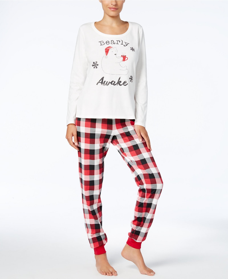 Ensemble pyjama réveil ours pour noël, vêtements assortis pour famille, noël, payé rouge pour maman et moi