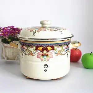 Enamel Thickened Enamel Soup Pot 18/20/22/24/28cm Steamer Milk Pot Stew Pot Boiling Traditional Chinese Medicine Kettle General