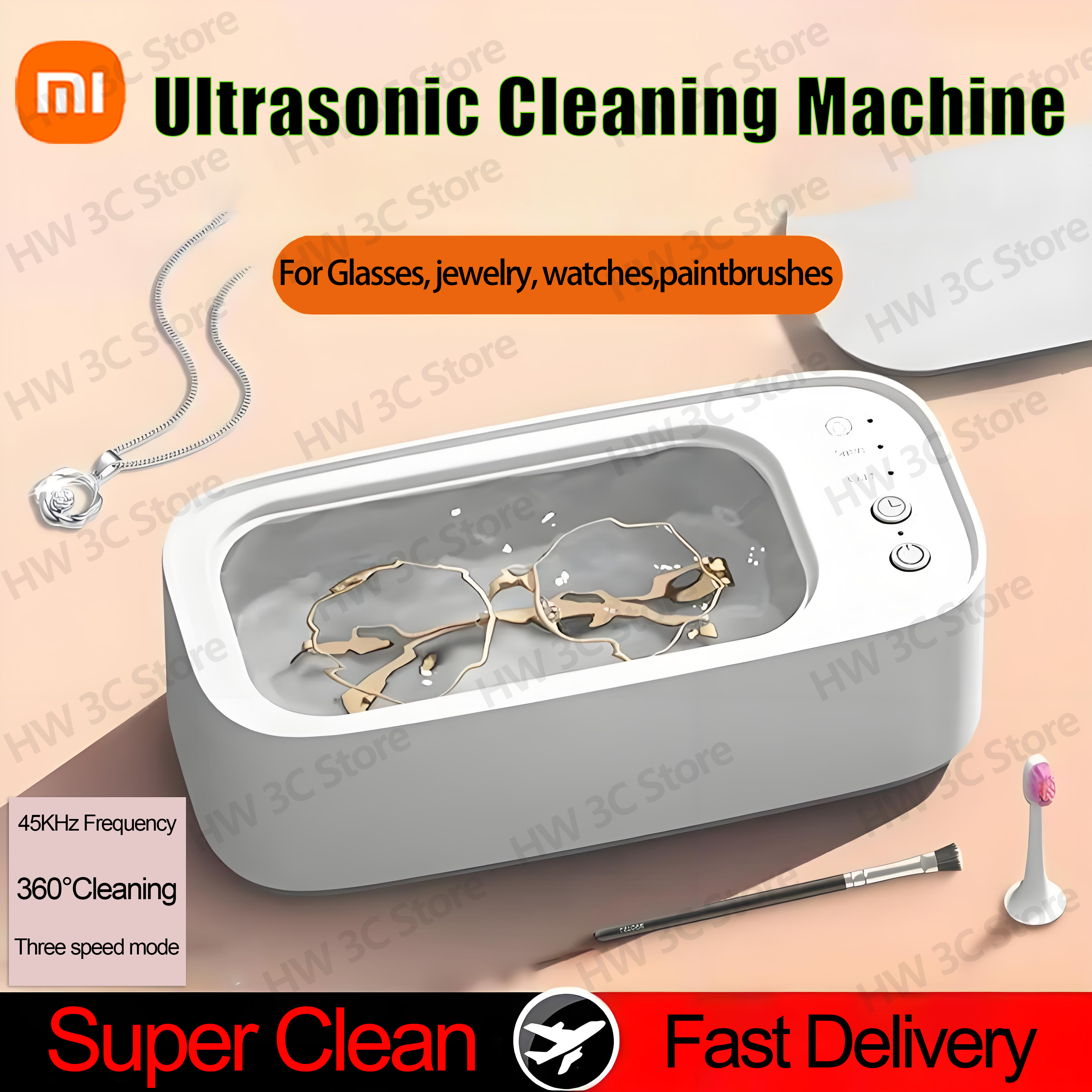 Xiaomi Nowa ultradźwiękowa maszyna robić czyszczenia okularów 360 ° Ultradźwiękowa myjka robić biżuterii 45 kHz, ultradźwiękowa myjka wysokiej częstotliwości