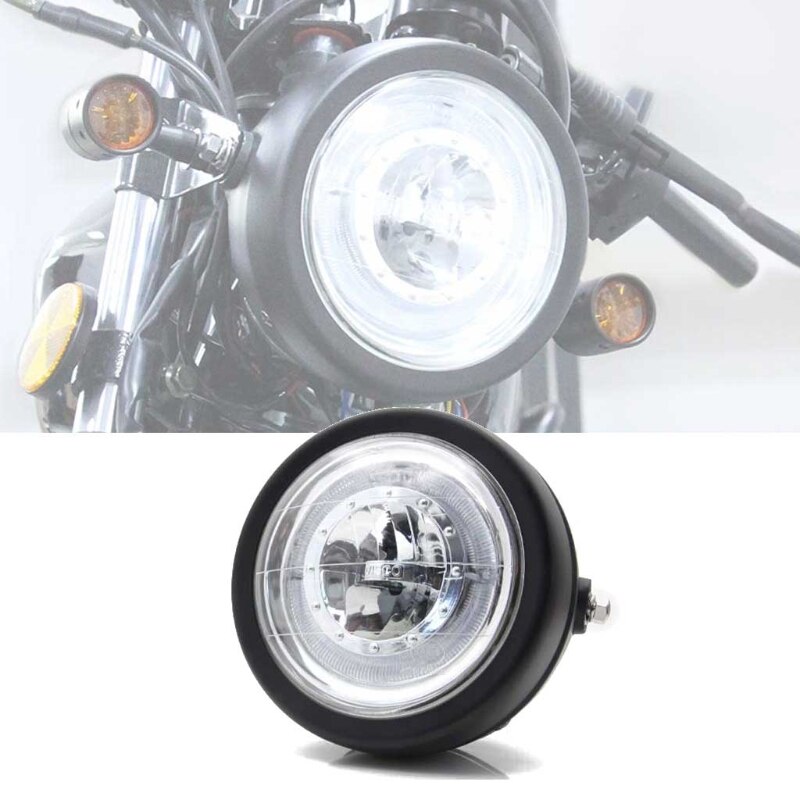 Universal 6.5 Inch LED Motorcycle Headlight Hi / Lo Beam Angel Eye Headlamp Motorbike Fog Lamp