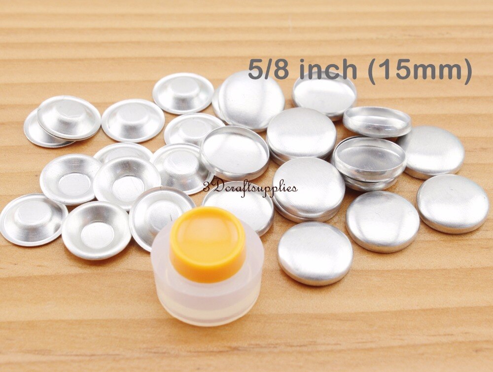 15 set 15mm stof self cover knoppen Platte achterkant met Assembly tool