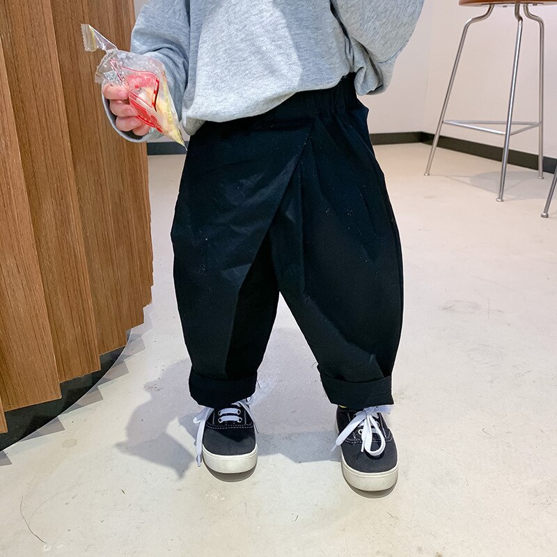 Dzieci szarawary 2021 wiosna nowa wersja koreańska chłopcy i spodnie dziewczęce w stylu zwykły dzieci luźne spodnie niemowlę maluch ubrania: czarny / 5 t