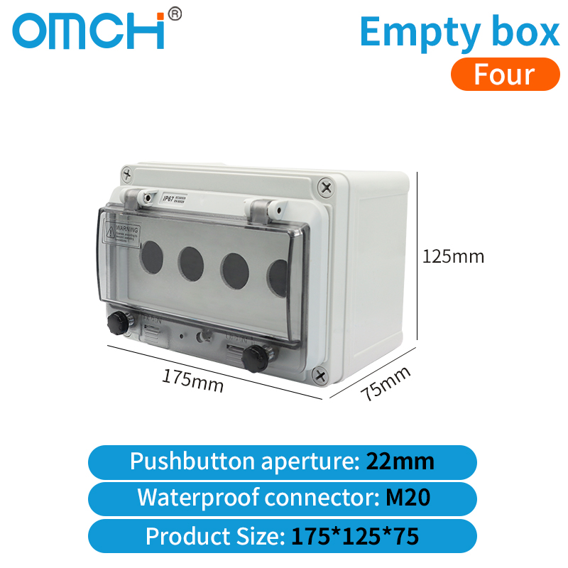 Emergency Stop Control Box Outdoor Button Switch Box With Protective Cover Waterproof Urgent Stop Button Control Box IP67: Ivory