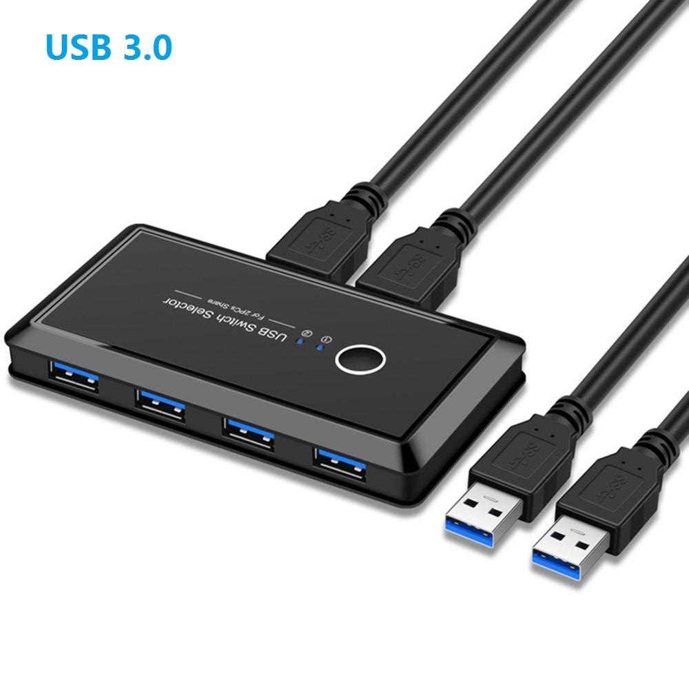 USB KVM Switch USB 3.0 2.0 Switcher 2 Port PCs Sharing 4 Devices for Keyboard Mouse Printer Monitor USB 2.0 3.0 Switch Selector: USB 3.0