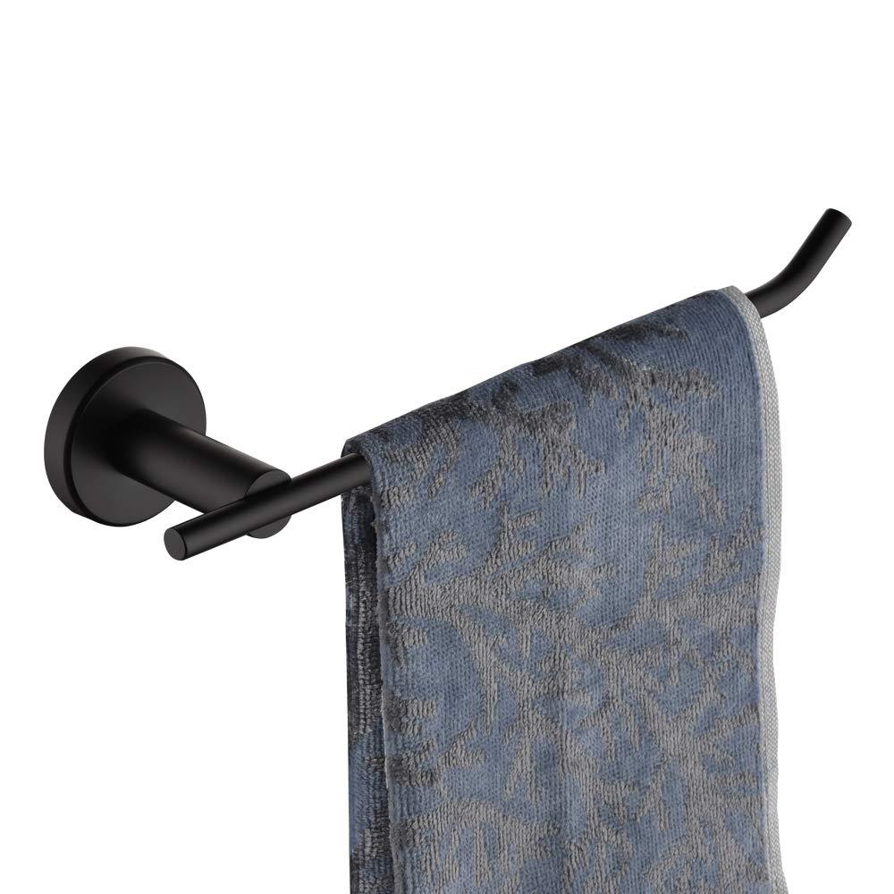 Set matte zwarte badkameraccessoires van roestvrij staal, handdoekhouder voor aan de muur, toiletrolhouder, badjashaak, handdoekring: Een -03
