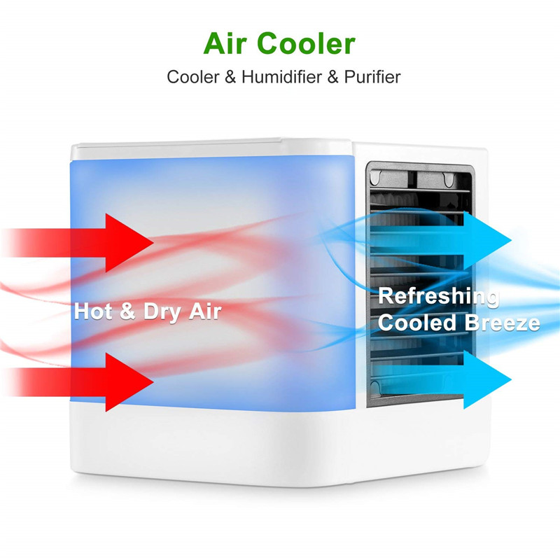 Aire acondicionado Personal humidificador enfriador Mini USB 7 Color de luz de escritorio ventilador de refrigeración de aire portátil enfriador de aire evaporativo