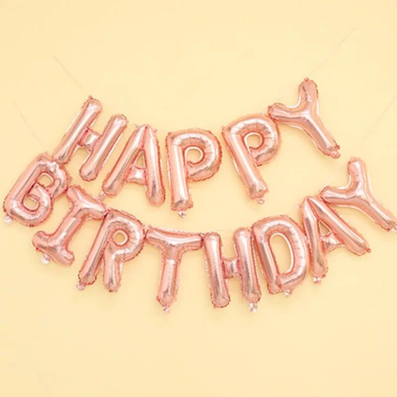 Ballons bannière pour anniversaire | Lettres joyeux anniversaire, ballons suspendus, fournitures de décoration pour anniversaire: Rose Gold